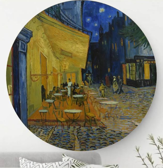 Caféterras bij Nacht - Wandcirkel