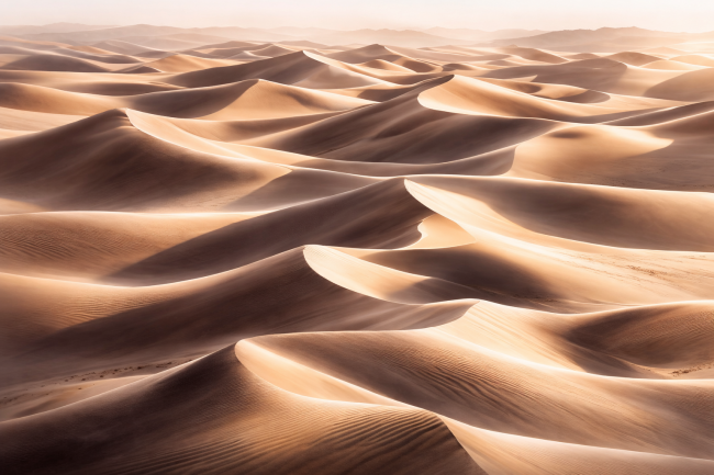 Gouden zandduinen landschap minimalistische woestijn wanddecoratie luxe serene natuur muurkunst