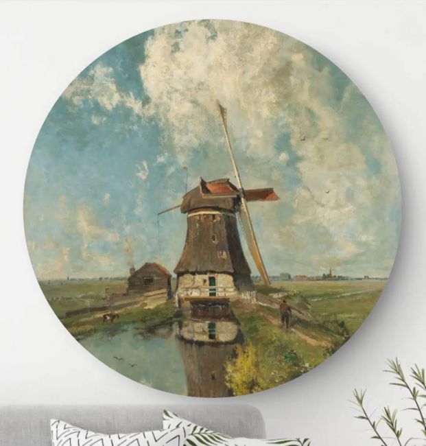 Molen aan een Poldervaart - Wandcirkel
