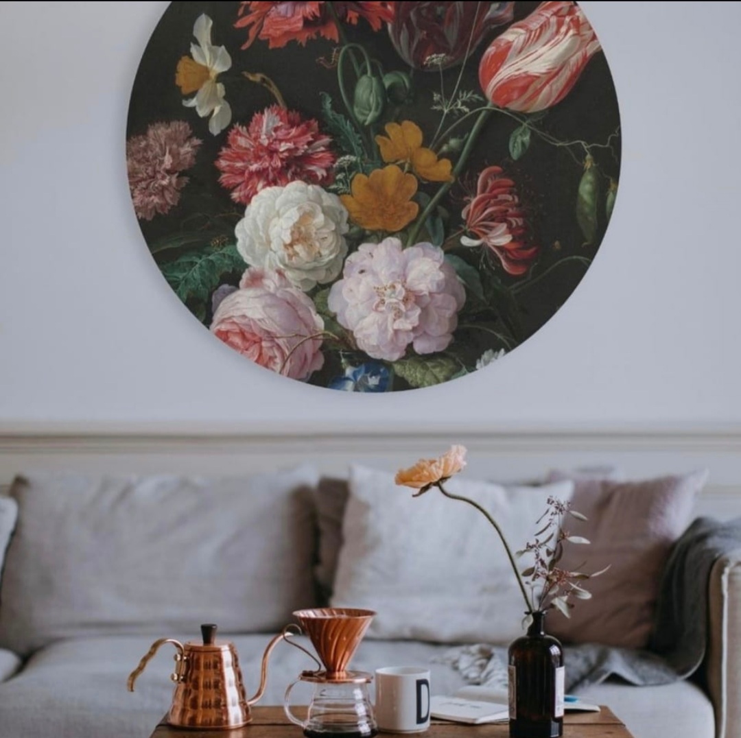 rond schilderij leeuw